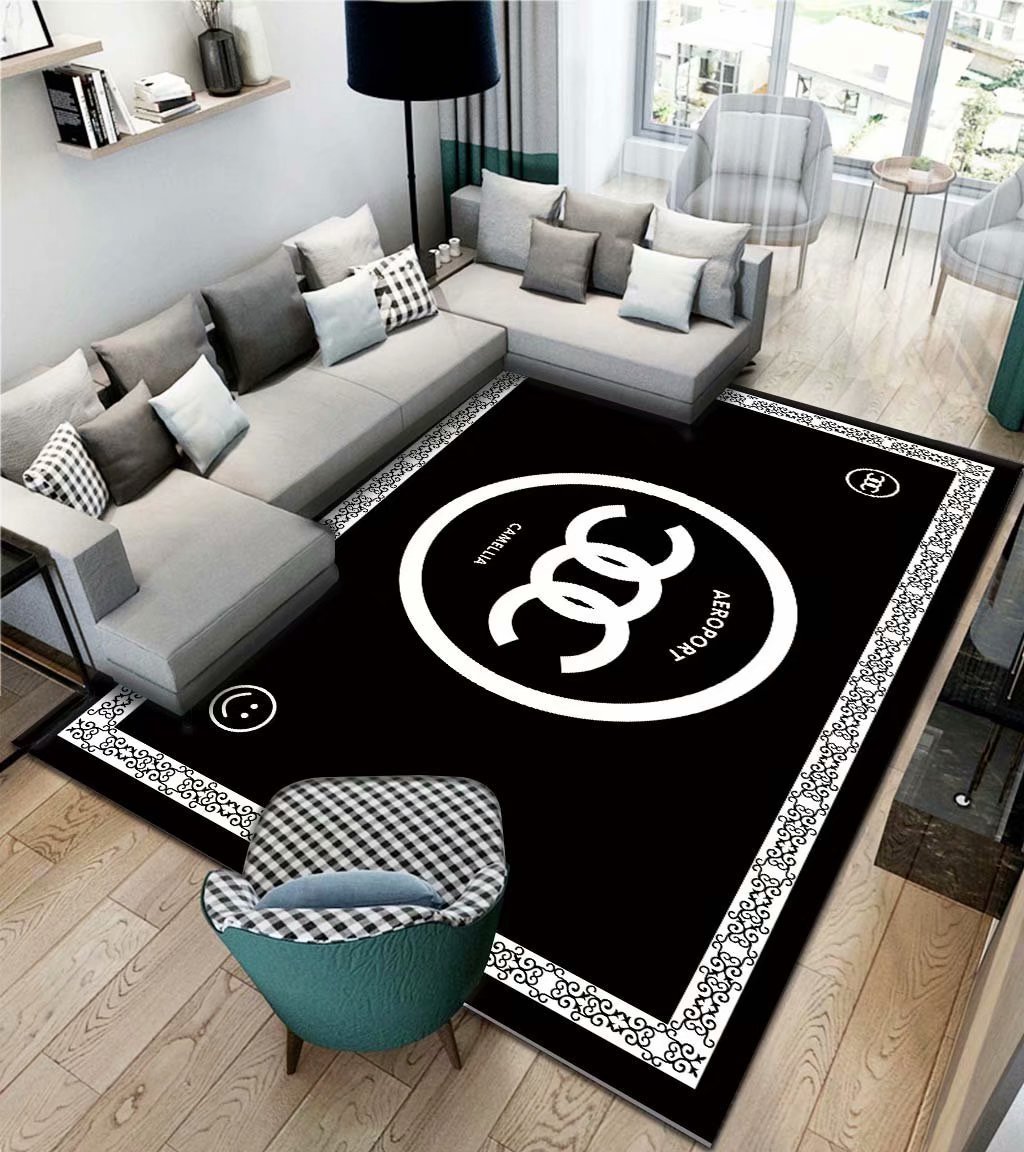 Famous Brand Logo Printed Custom Rugs 3d rugs living room large Luxury printed carpets for sale