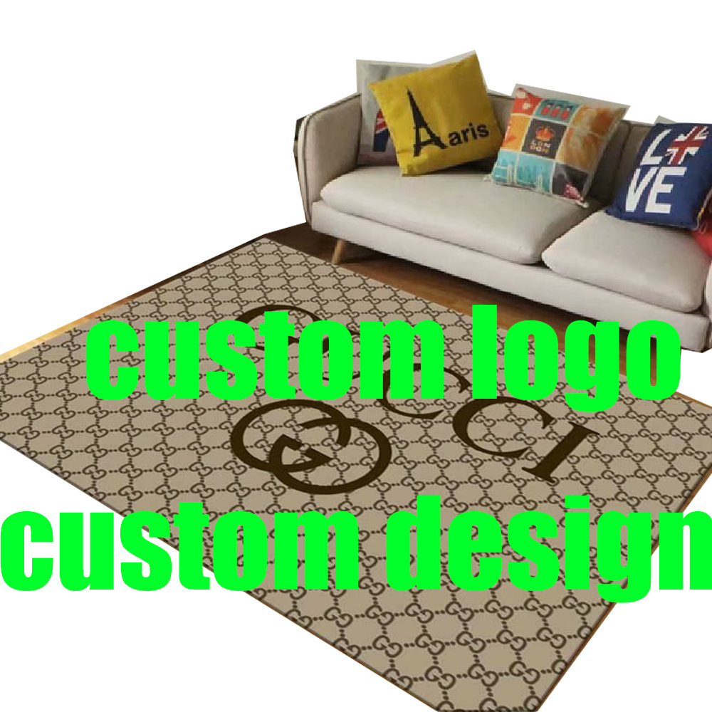 Famous Brand Logo Printed Custom Rugs 3d rugs living room large Luxury printed carpets for sale