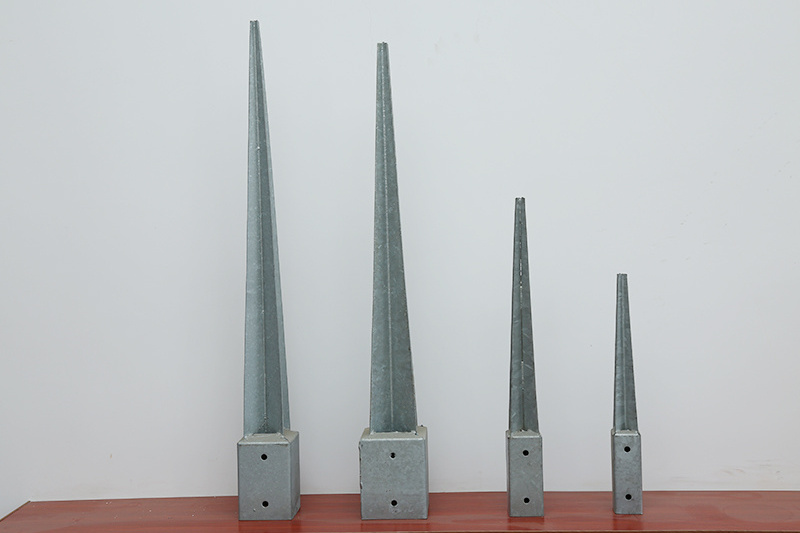 Hot dipped galvanized steel square post anchor for support wood fence post square steel ground pole anchor ground spike