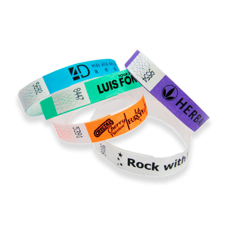 Customized event paper wristband with 13.56 mhz  rfid pp band use printed on laser printers