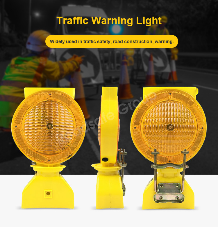 CE traffic light Yellow LED barricade flasher light / amber road cone solar Barricade Light WARNING Safety