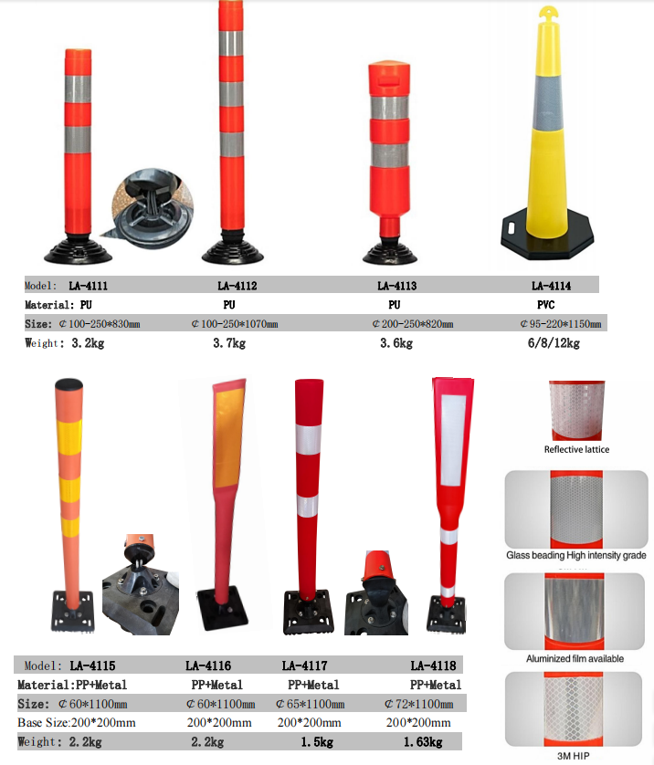 Road Safety Flexible Warning Post With Rubber Base Road Bollard Reflective Delineator Post Road Traffic Marker Post Bollard