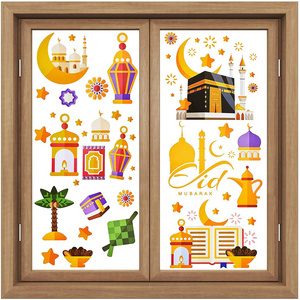 196 Pieces Ramadan Window Clings Eid Mubarak Window Stickers Static Ramadan Kareem Window Decals