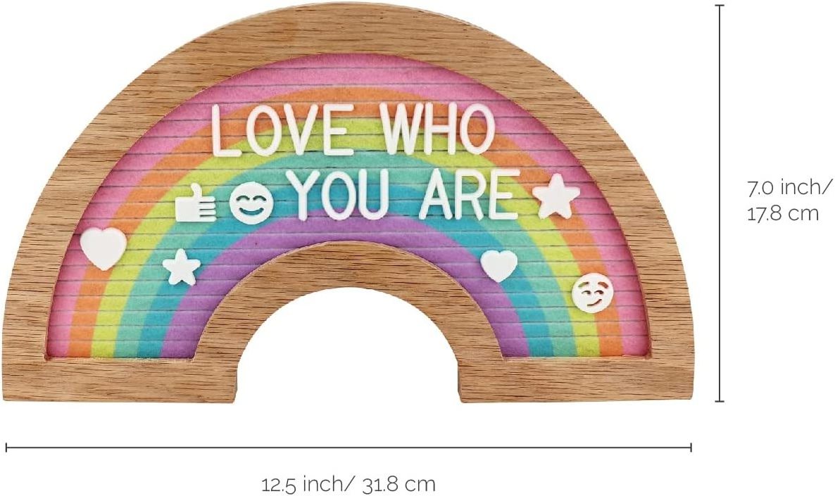 Hot Selling Rainbow Wooden Felt Letter Board with Changeable Felt Letters Memo Board Character Sign Baby Shower Wedding Party