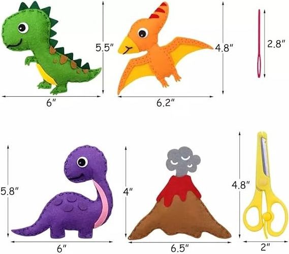 Customizable Children's Crochet Sewing Set Handcraft Art Kits for Early Childhood Education about Dinosaurs World Unisex Toy