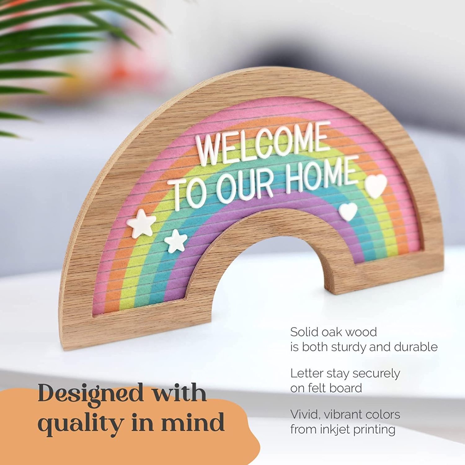 Hot Selling Rainbow Wooden Felt Letter Board with Changeable Felt Letters Memo Board Character Sign Baby Shower Wedding Party