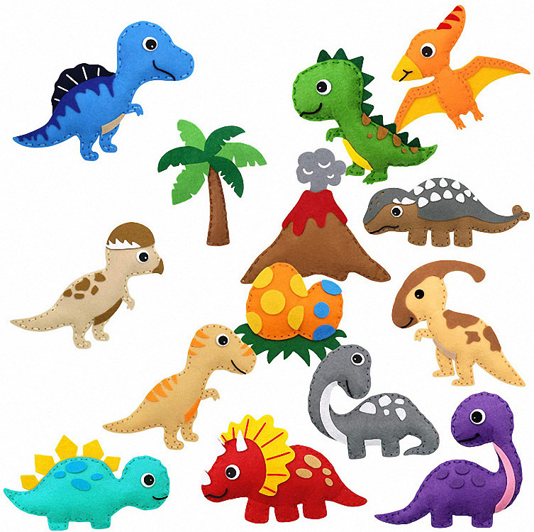 Customizable Children's Crochet Sewing Set Handcraft Art Kits for Early Childhood Education about Dinosaurs World Unisex Toy