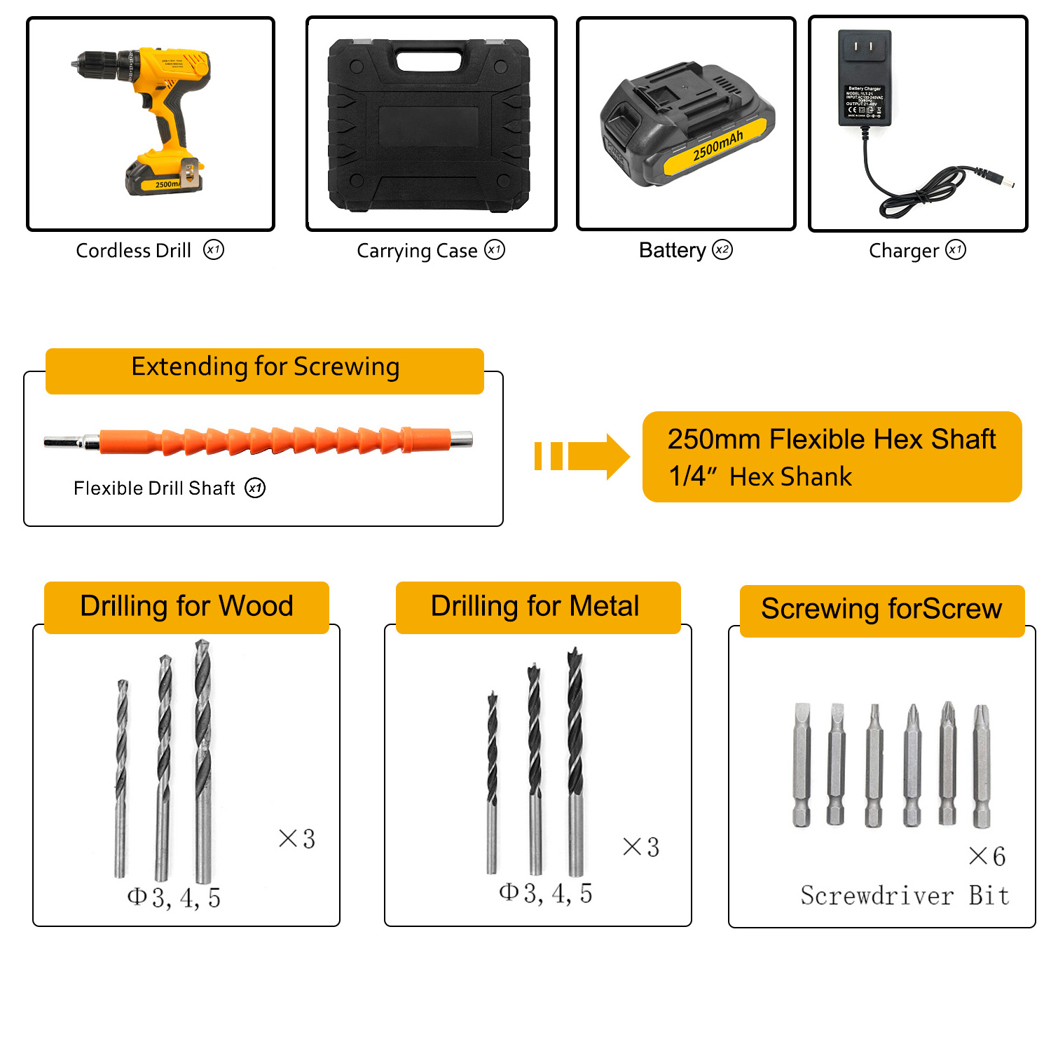 MEINENG China Taladro Inalambrico Power Tools 21V Rechargeable Battery Electric Cordless Drill Set