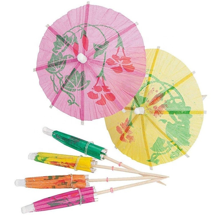 144  Pieces Umbrella Sticks Wedding Summer Party Food Drink Decorations Picks Sticks Cocktail Accessories