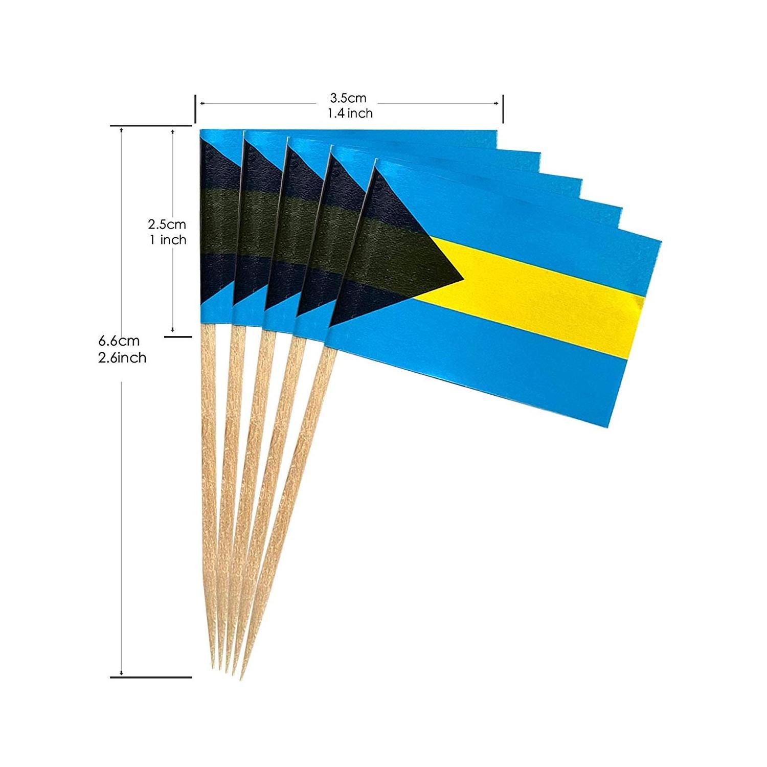 KarlNiko Custom Packing Mini Country Cocktail Picks Bahamas Flag Toothpicks ( Set of 25 )