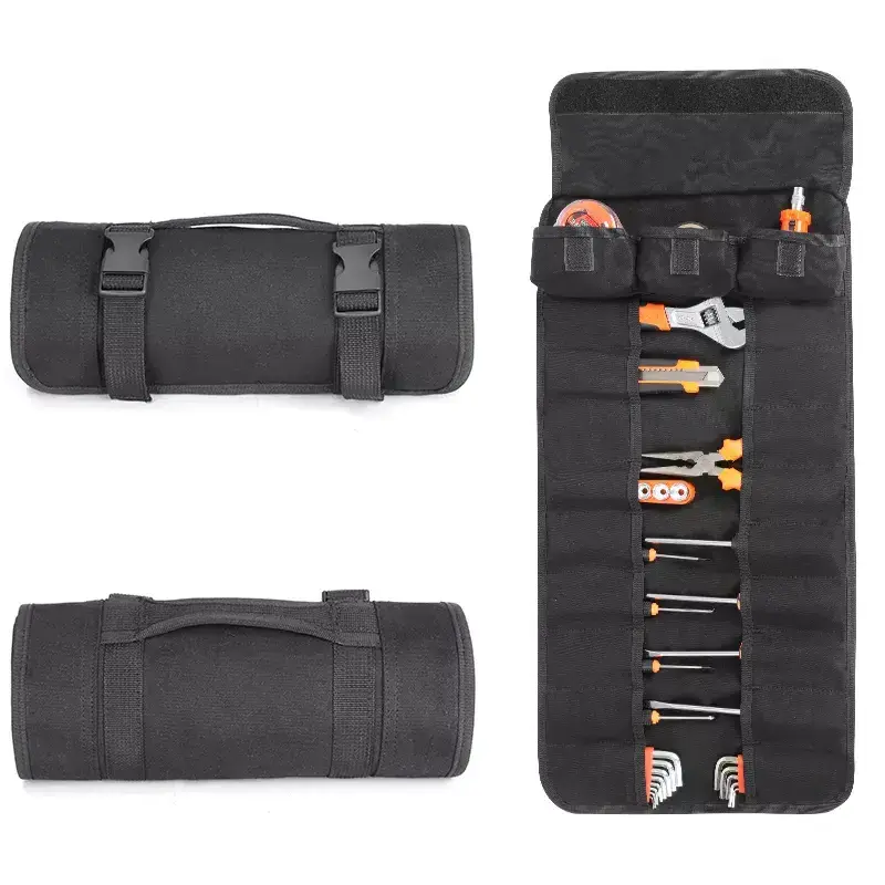 Multi Pockets Organizer Storage Roll Tool Pouch Rolling Tool Hanging Bag Foldable Rolling Tool Bag