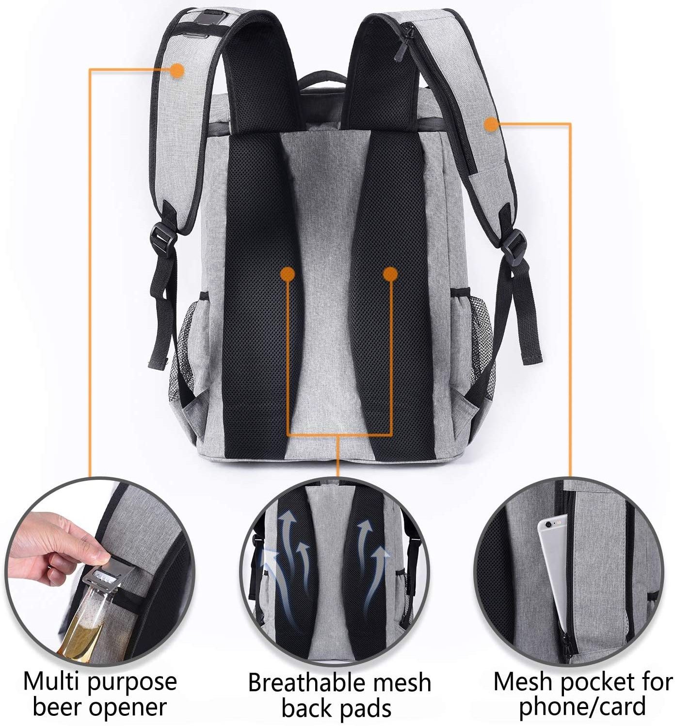 30 Cans Backpack Rucksack Cooler Bags Leak proof Waterproof Cooler Bag Soft Beach Insulated Leak Proof Cooler Backpack