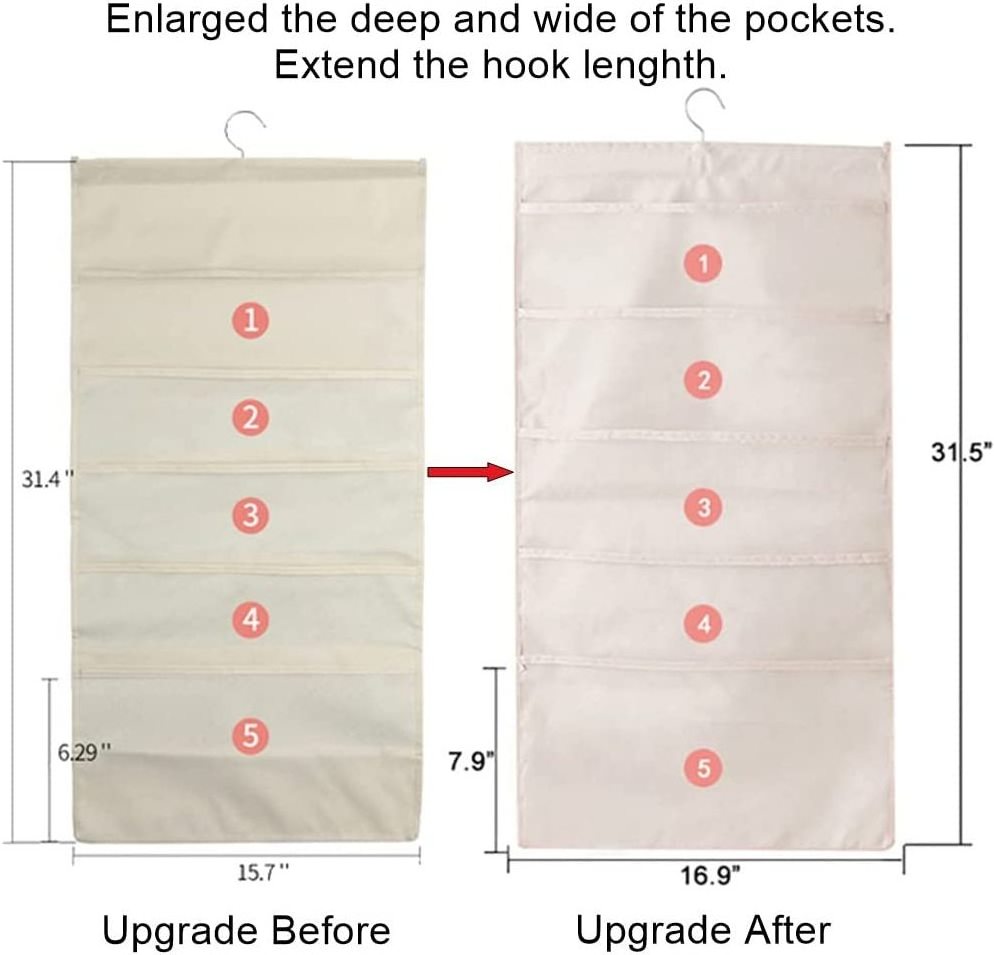 Custom Multifunction Folding Clothing Storage Bag Enlarged Closet Underwear Hanging Bra Organizer With Mesh Pockets