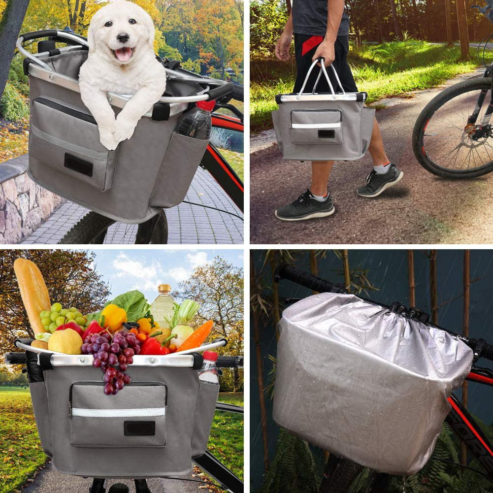 Multi-Purpose Waterproof Dogs Cats Front Handlebar Bike Basket For Pets Shopping Outdoor