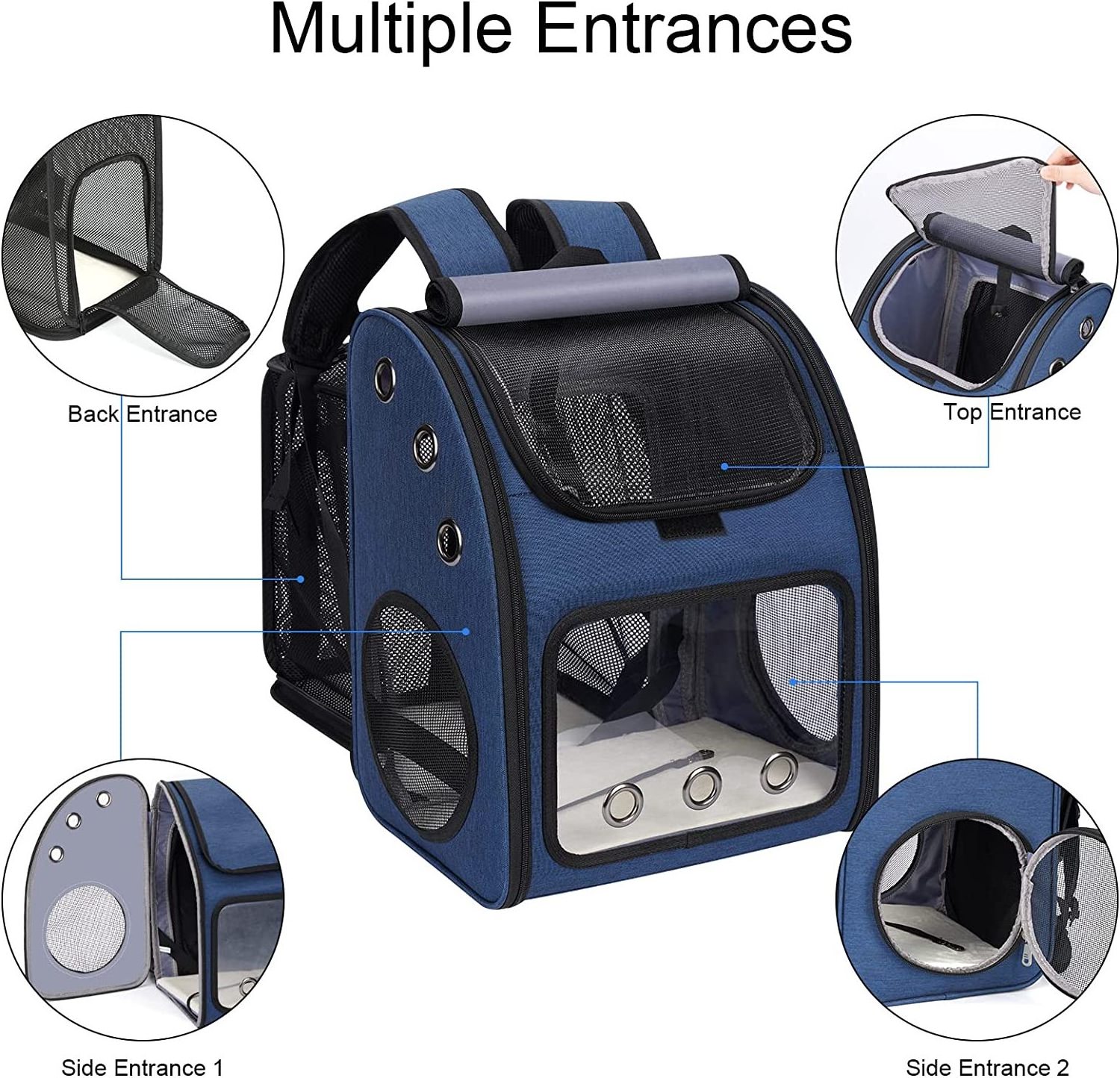 2023 New Airline Approved Ventilated Expandable Mesh Travel Pet Dog Carrier Backpack For Cats Dogs and Small Animals