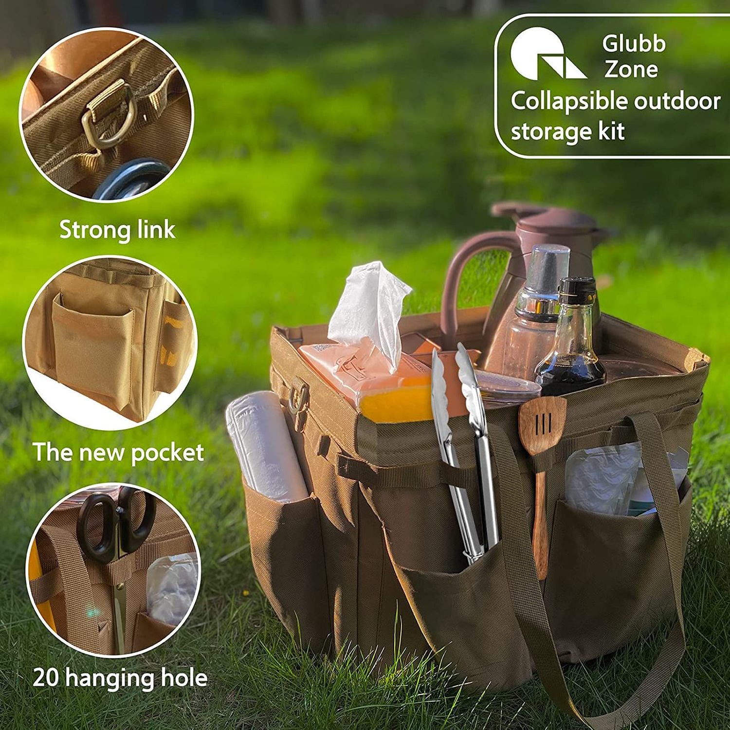 Large Capacity Collapsible Tactical Utility Tote Storage Bag Collapsible  Outdoor Camping Travel Picnic Garage Trunk Organizer