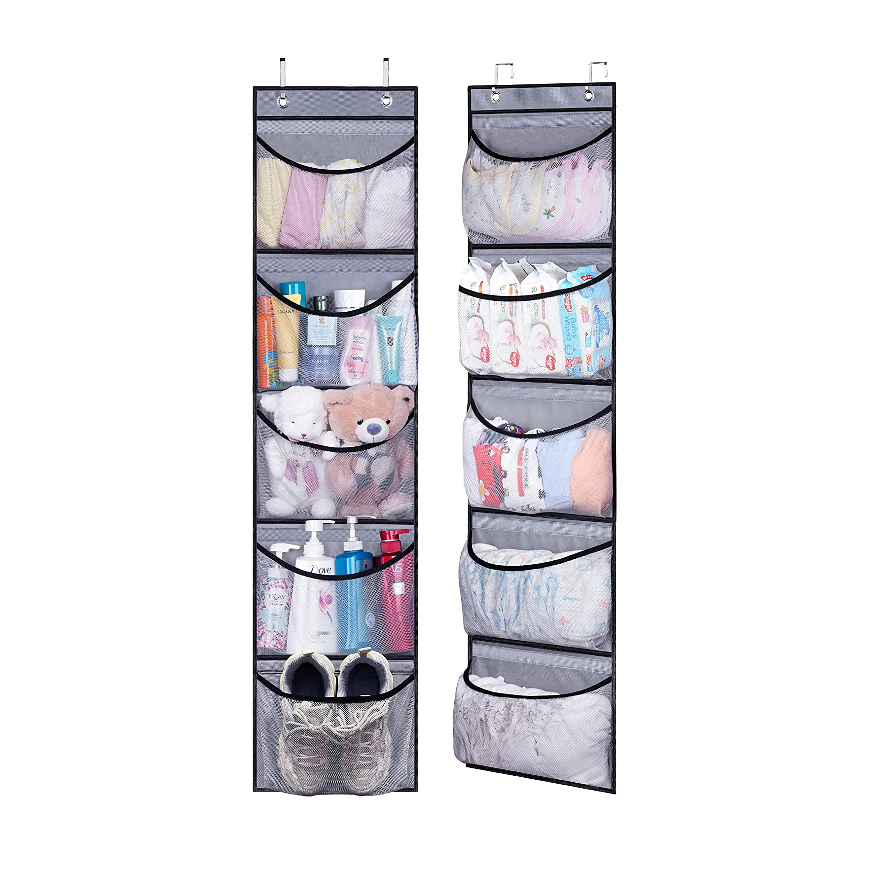 New Products Wall Mount Door Hanging Organizer Storage Foldable Hanging Closet Organizer With 5 Extra Large Mesh Pockets