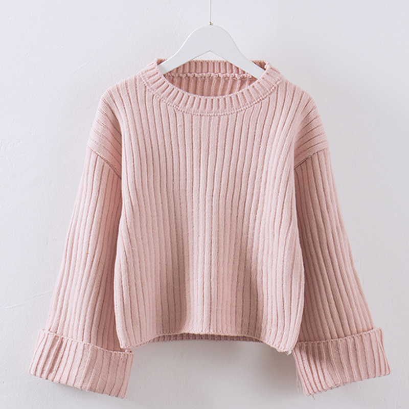 new arrival lady short tops long sleeve cropped pullover women sweater