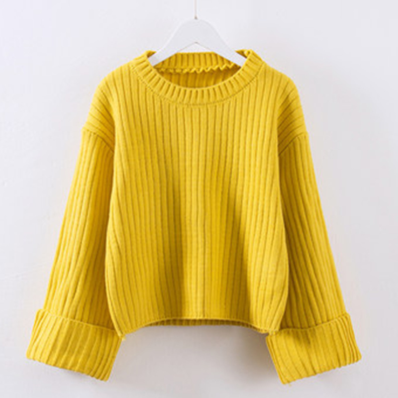 new arrival lady short tops long sleeve cropped pullover women sweater