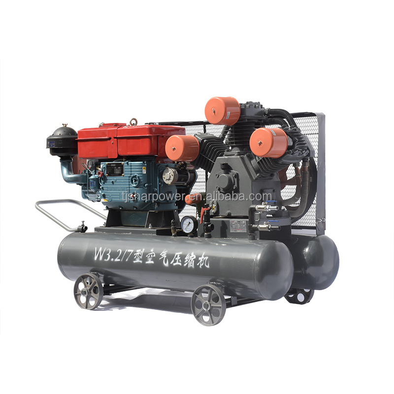 SHARPOWER w3.2-7 7bar 18.5kw s1125 mobile piston  diesel engine belt driven  air compressor drilling for sand blasting