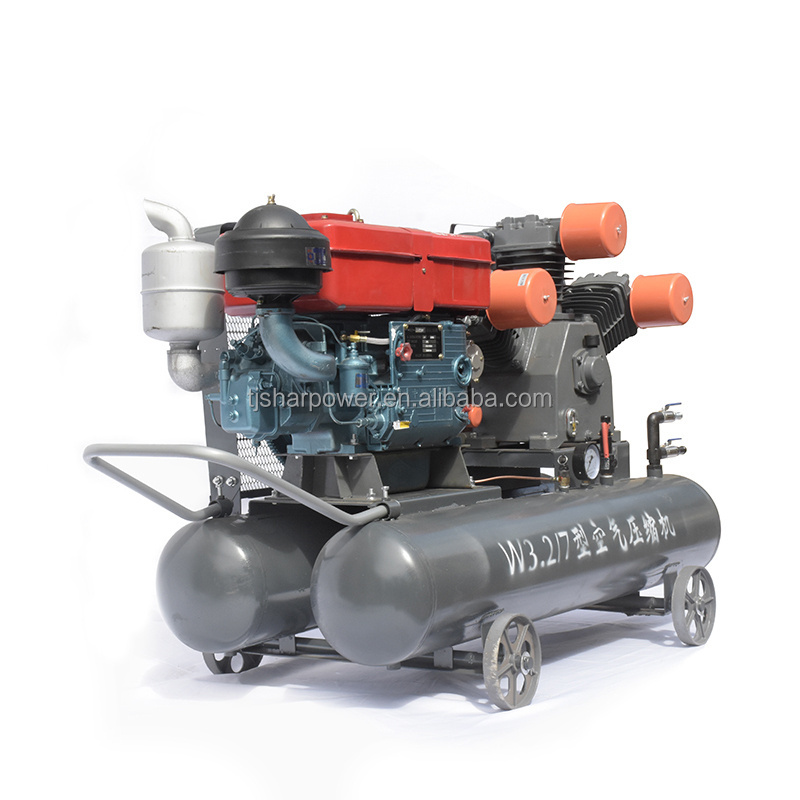 SHARPOWER w3.2-7 7bar 18.5kw s1125 mobile piston  diesel engine belt driven  air compressor drilling for sand blasting