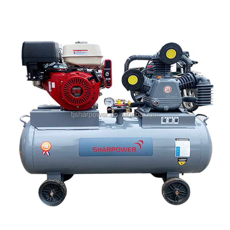 SHARPOWER  100L 50L 150L 200L 300L 500L mini gasoline engine belt driven  italy air compressor for mining