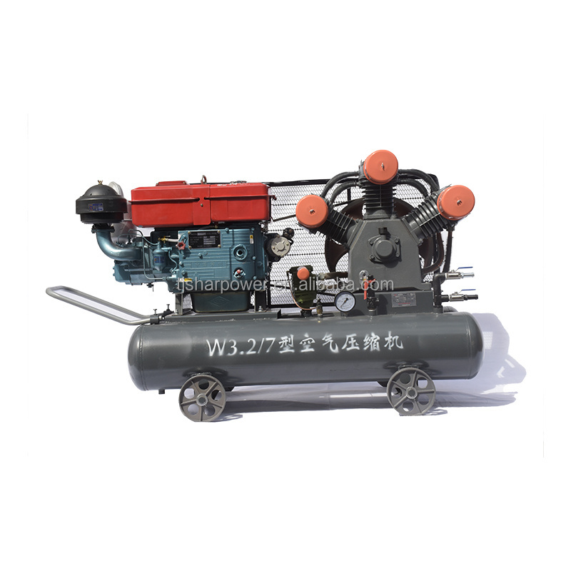 SHARPOWER w3.2-7 7bar 18.5kw s1125 mobile piston  diesel engine belt driven  air compressor drilling for sand blasting