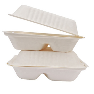 Biodegradable pulp  lunch box food container disposable with lid rectangle hot sale high quality customized