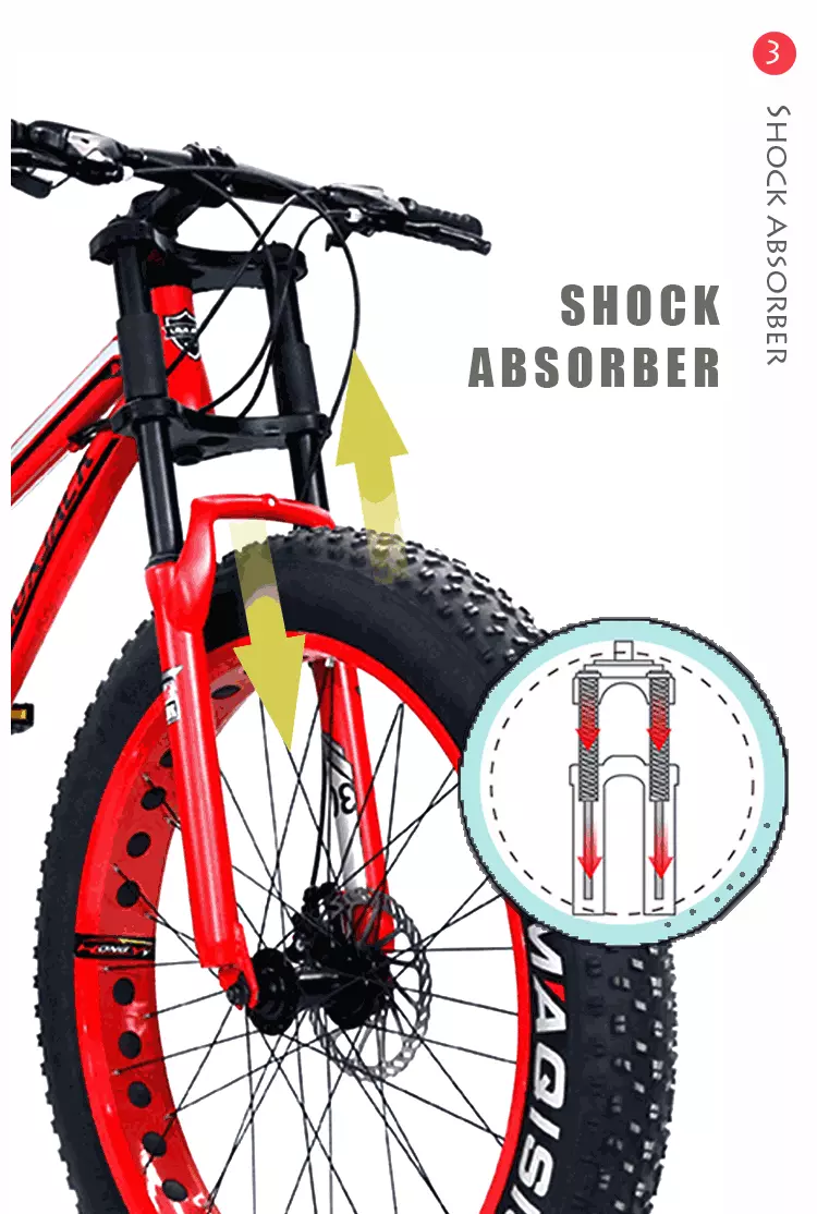 High Quality 24 speed  26 inch big wheels MTB Fat tire beach snow bicycle full suspension mountain bike