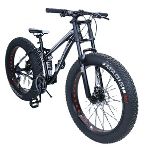 High Quality 24 speed  26 inch big wheels MTB Fat tire beach snow bicycle full suspension mountain bike