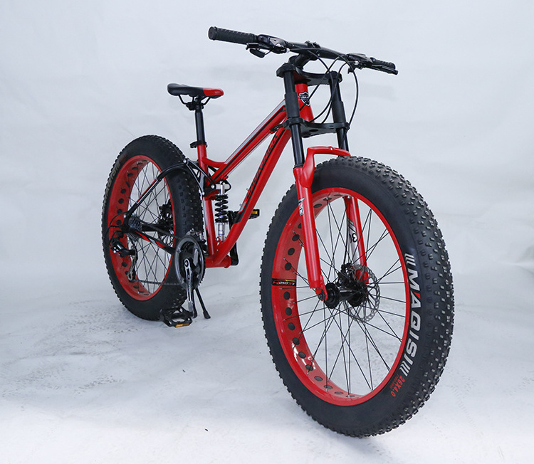 High Quality 24 speed  26 inch big wheels MTB Fat tire beach snow bicycle full suspension mountain bike