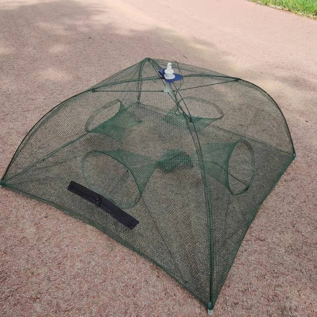 Hot sale 4-12 Holes Automatic Fishing Net Shrimp Cage Nylon Foldable Crab Fish Trap Cast