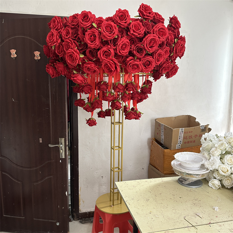 IFG Wholesale 4ft Tall Flores Artificial Flowers Red Rose Gold Wedding Centerpieces for Wedding Decor