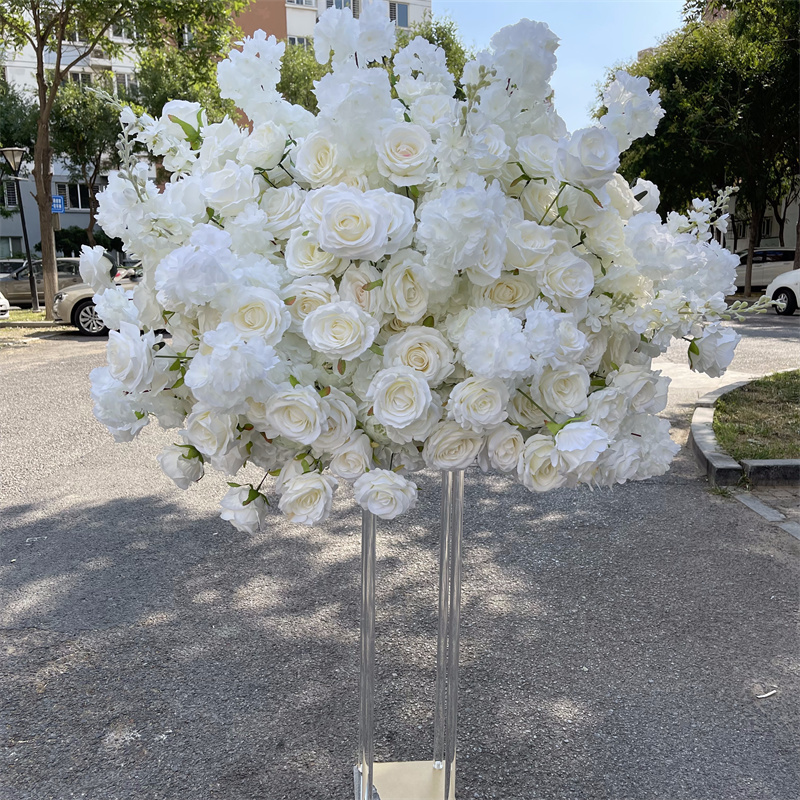 IFG 3D Wholesale Large 80cm Romantic White Cream Ivory Artificial Flower Ball for Wedding Centerpieces Decoration