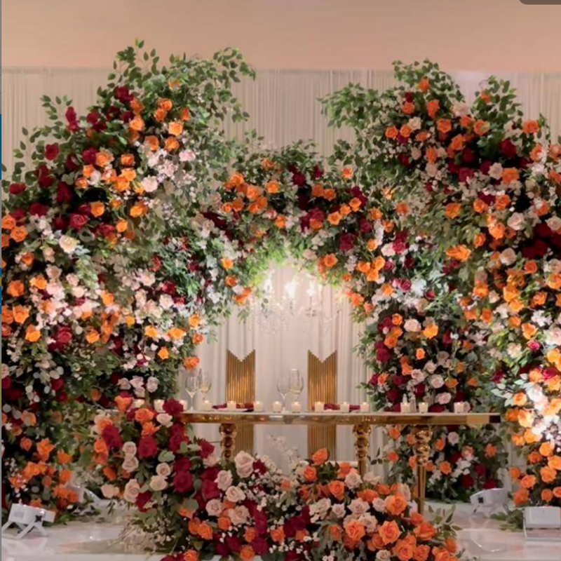 IFG original florist supplying 8ft wedding ceremony backdrop decoration gold arch stand for flower arrangement