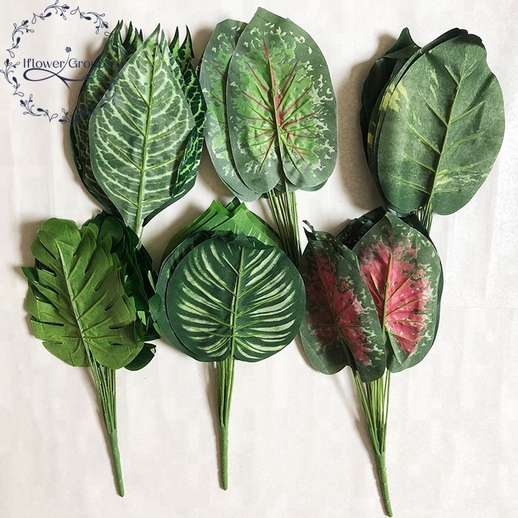 artificial turtle leaf plants stem for leaf wall decor