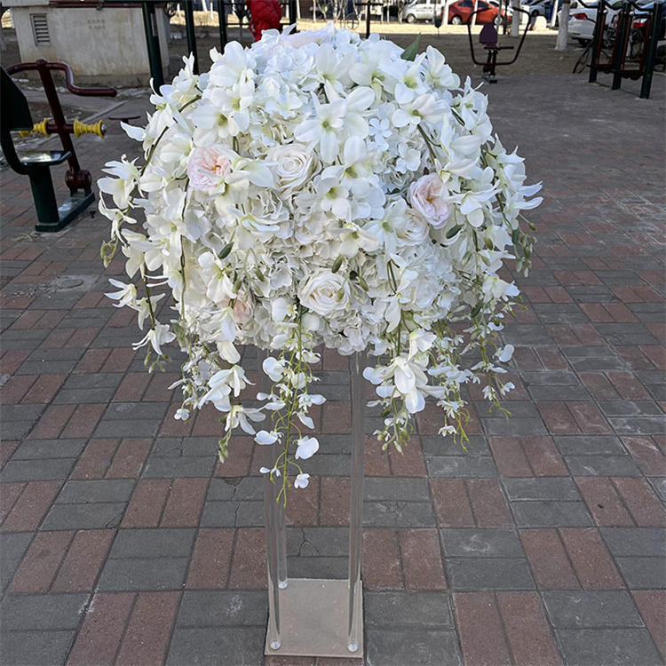 white silk flower kissing ball for wedding centerpiece decorative