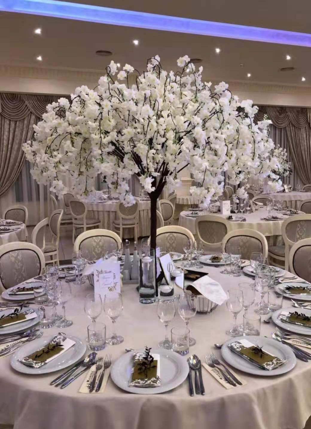 pink cherry blossom tree centerpiece for wedding decoration