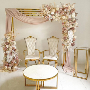 IFG Hot Selling Luxury Gold Flowers Stand Rectangle Metal Flower Arch Backdrop for Wedding Arrangement Decor