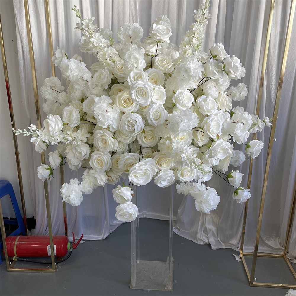 IFG 3D Wholesale Large 80cm Romantic White Cream Ivory Artificial Flower Ball for Wedding Centerpieces Decoration