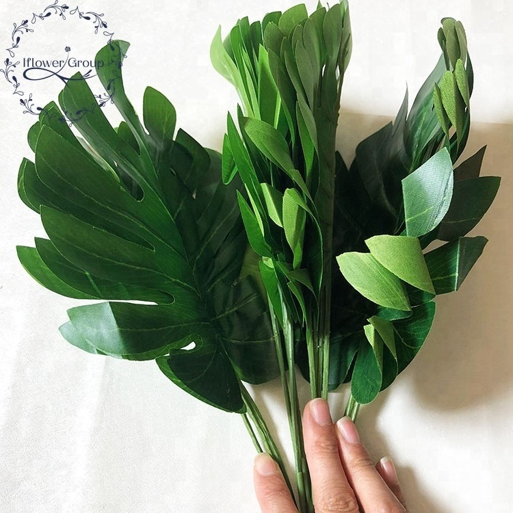 artificial turtle leaf plants stem for leaf wall decor