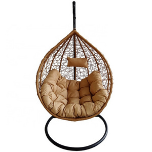 Most popular outdoor furniture egg shaped rattan indoor hanging chair swing chair