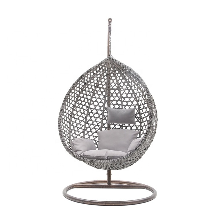 Quality soft swinging single seat cheap egg hanging chair with soft plush pillow