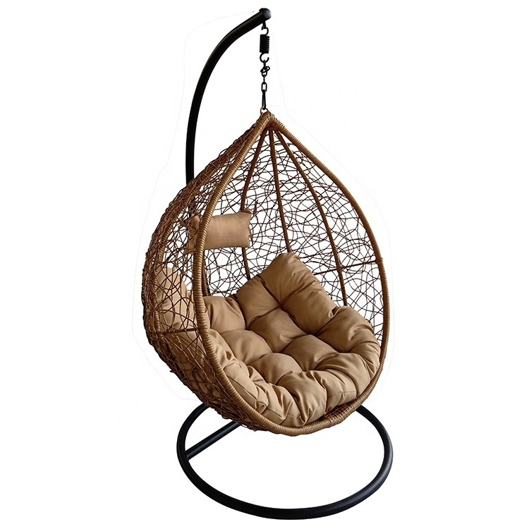 Most popular outdoor furniture egg shaped rattan indoor hanging chair swing chair