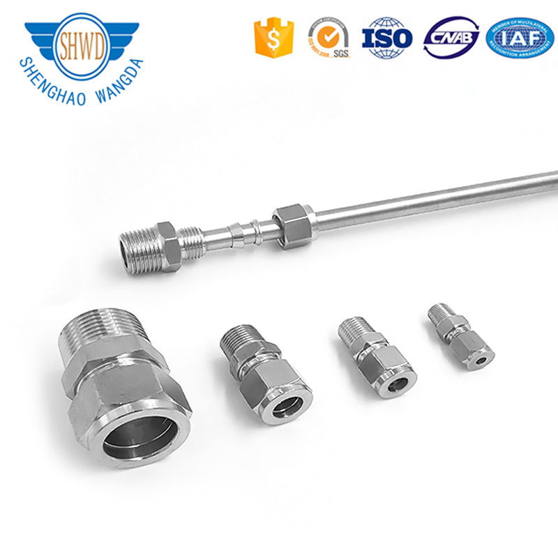 Hydraulic OD 1/4 Stainless Steel Union Connector, Compression Double Ferrule Tube Fittings