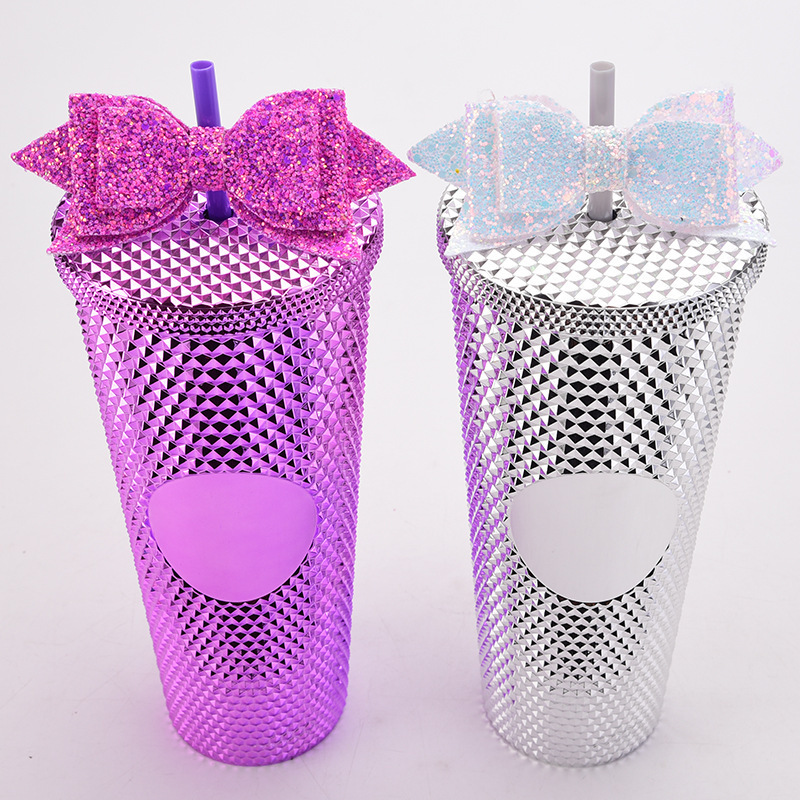 Glitter bling straw toppers bows decoration for tumblers wholesale bow straw topper