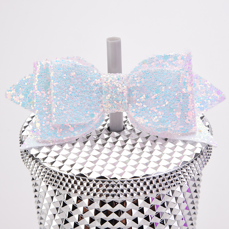 Glitter bling straw toppers bows decoration for tumblers wholesale bow straw topper