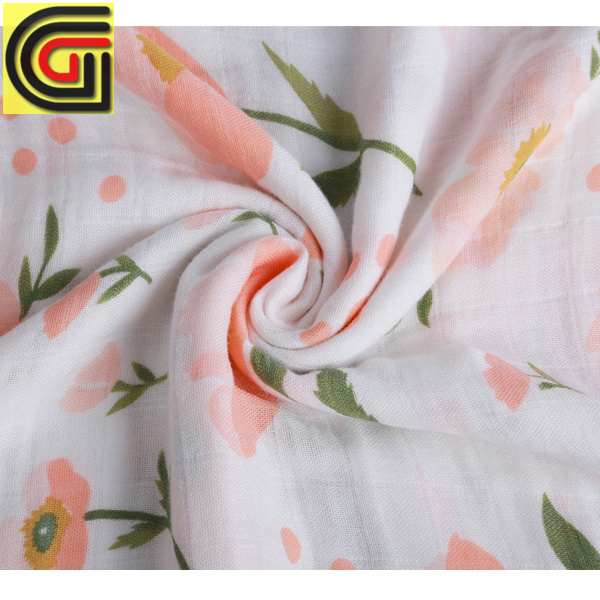 Customized print silk muslin bamboo organic dyed fabric