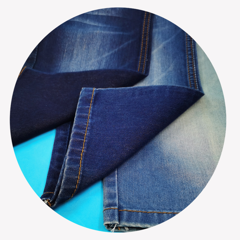 Wholesale Indigo denim stretch fabric washed woven cotton polyester pe spandex cooling jean fabric