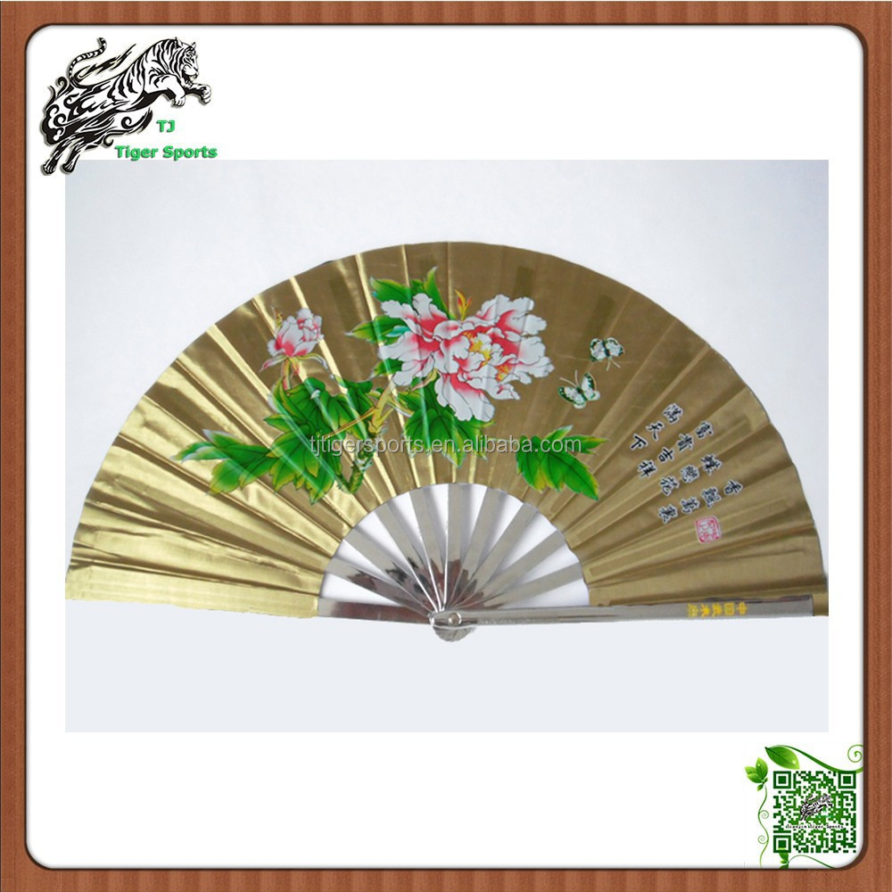 Custom Kung Fu Wushu Stainless steel Metal folding Fan